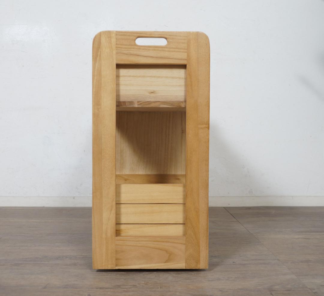 【新品】天然木 キッチンワゴン 対面　コンパクト　アウトレット