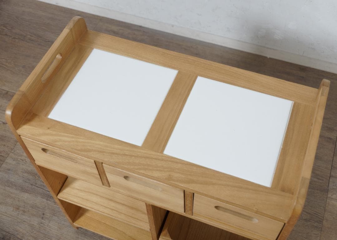 【新品】天然木 キッチンワゴン 対面　コンパクト　アウトレット