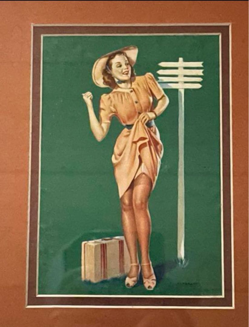 40’s vintage ヴィンテージ　ピンナップ　額　フレーム