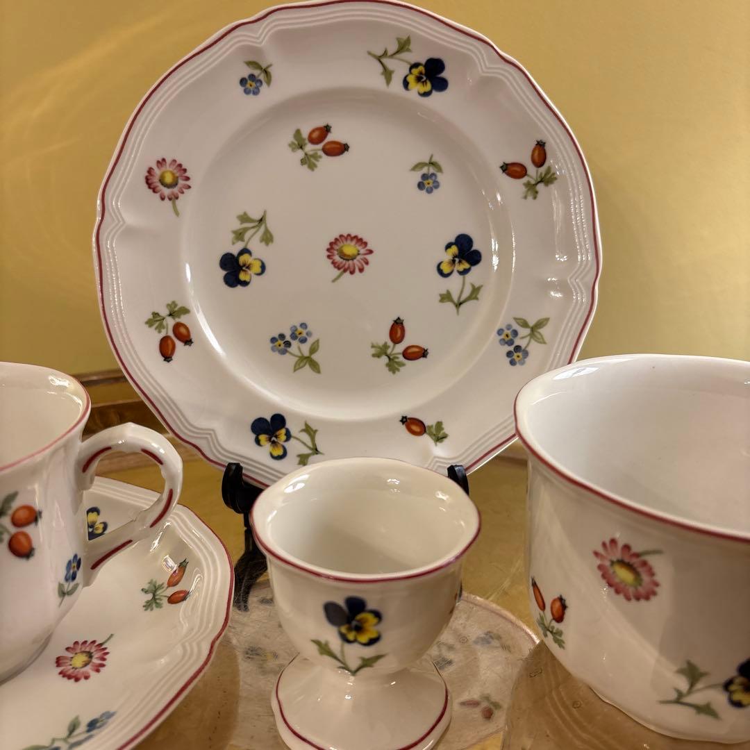 希少 美品 ビレロイボッホ プチフルール モーニングセット カップ