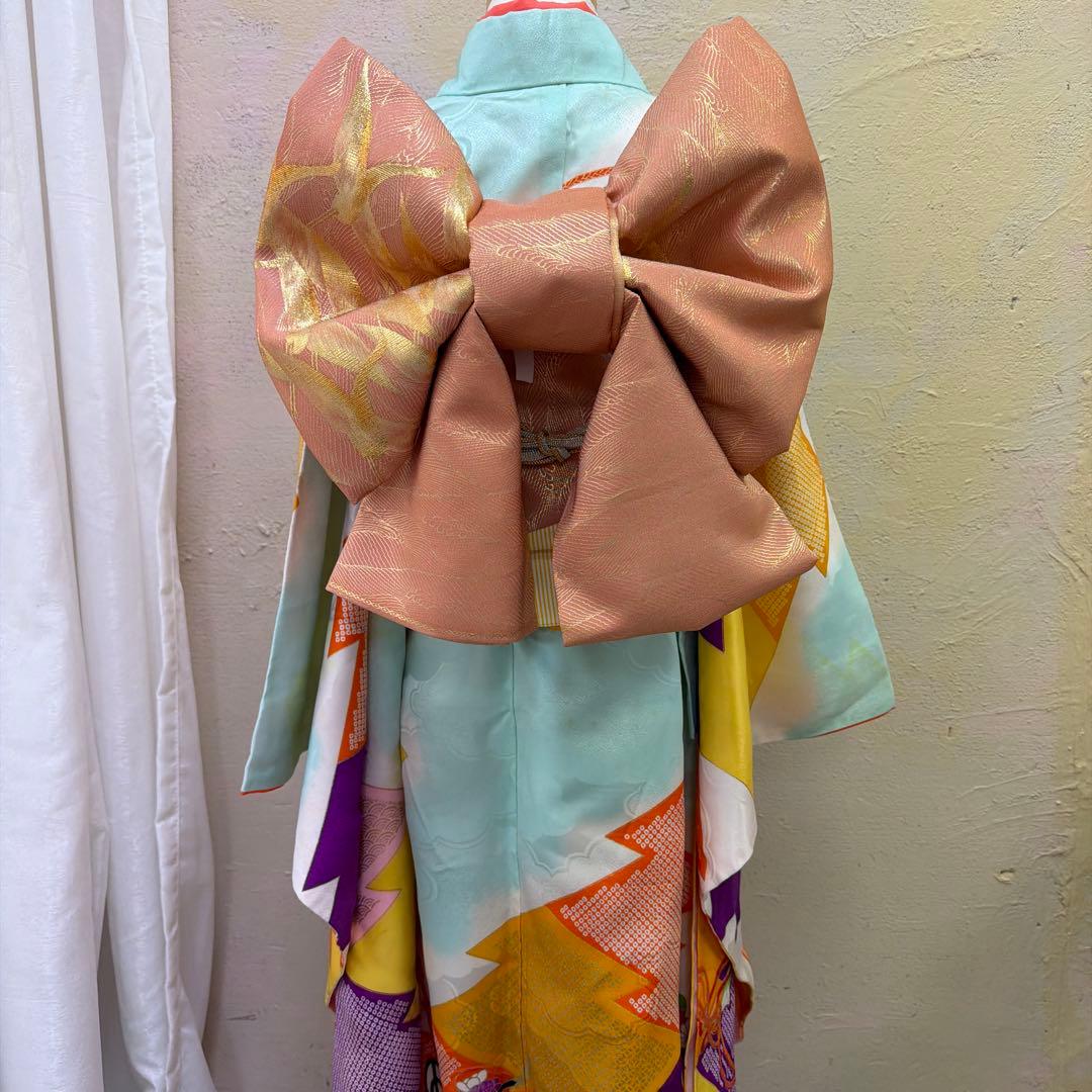 No.k006七五三 7歳 着物 フルセット レトロ柄 ※シミあり