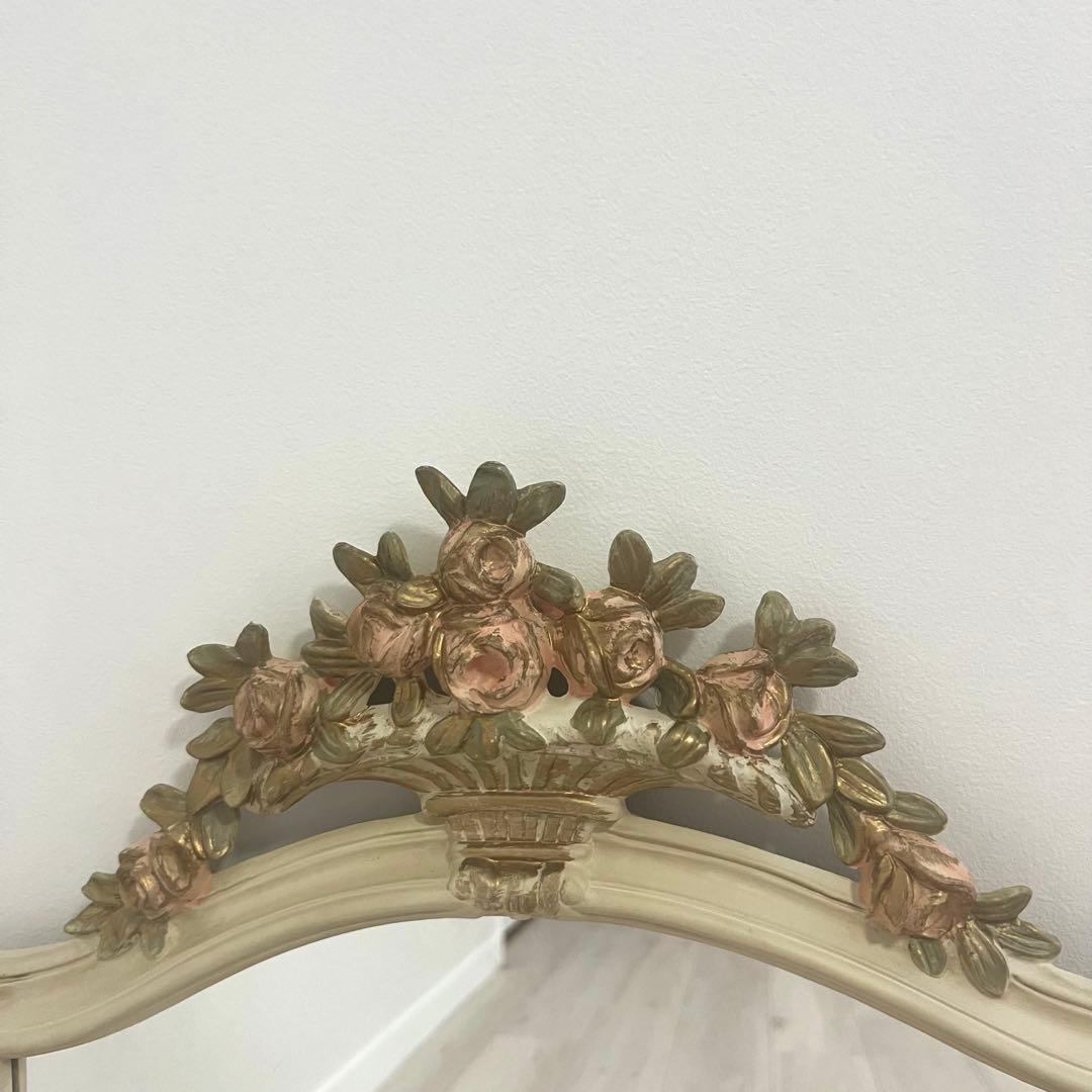 ウォールミラー　ヴィンテージ　アンティーク　壁紙　木製　フラワー　デコ