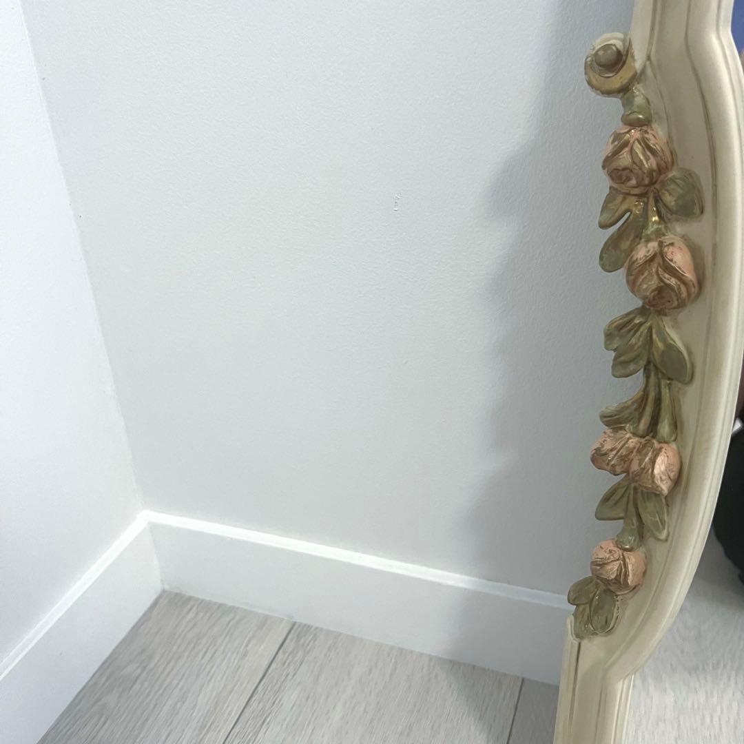 ウォールミラー　ヴィンテージ　アンティーク　壁紙　木製　フラワー　デコ