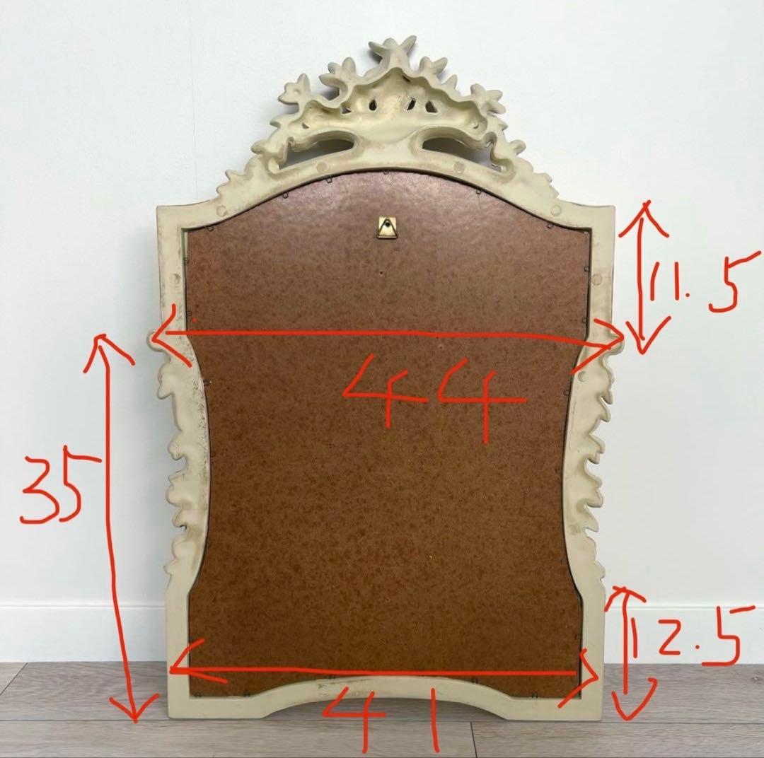 ウォールミラー　ヴィンテージ　アンティーク　壁紙　木製　フラワー　デコ