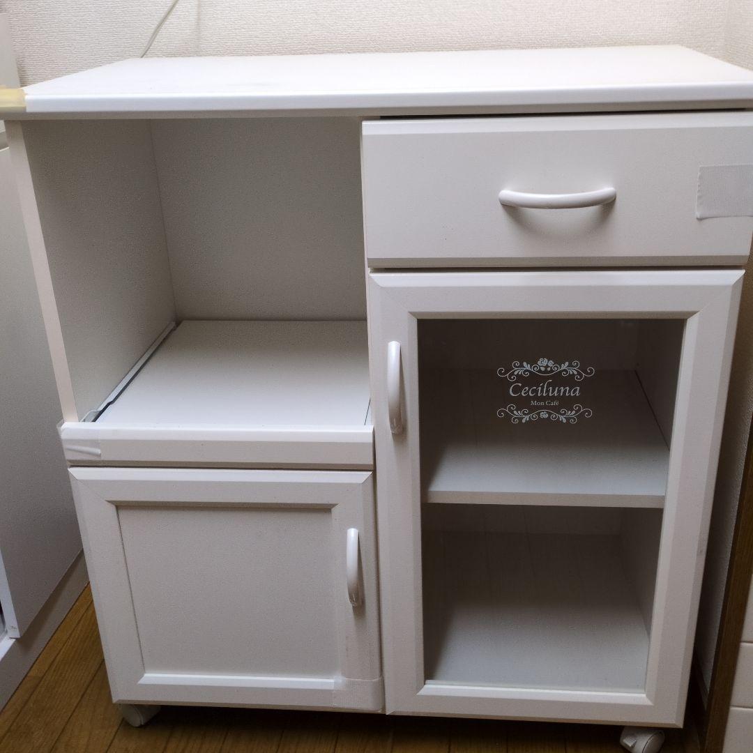 茨城、千葉県内なら運びます！ホワイト キッチンカウンター 引き出し付き