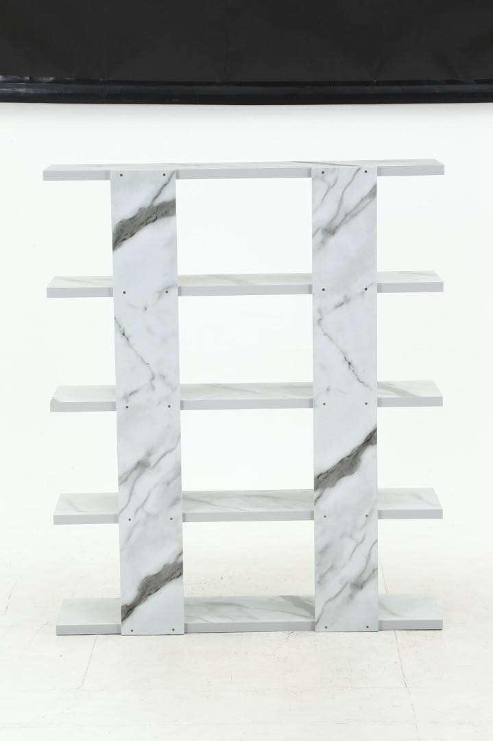 オープンシェルフ５段幅広　大理石柄　幅120ｃｍ×高さ143.5ｃｍ