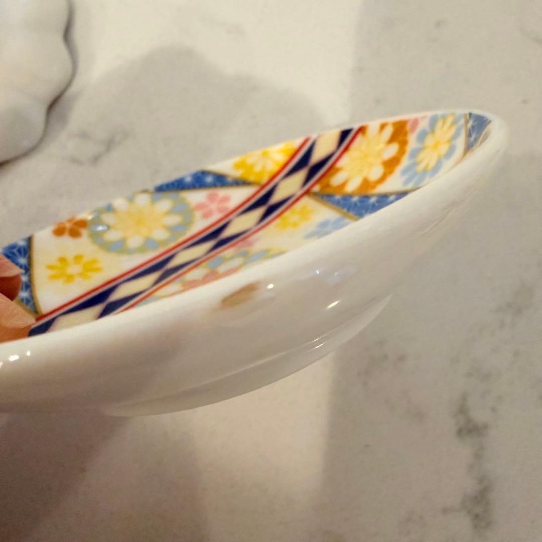 【新品】豆皿　小皿　晴れの日　花柄陶磁器皿4枚セット