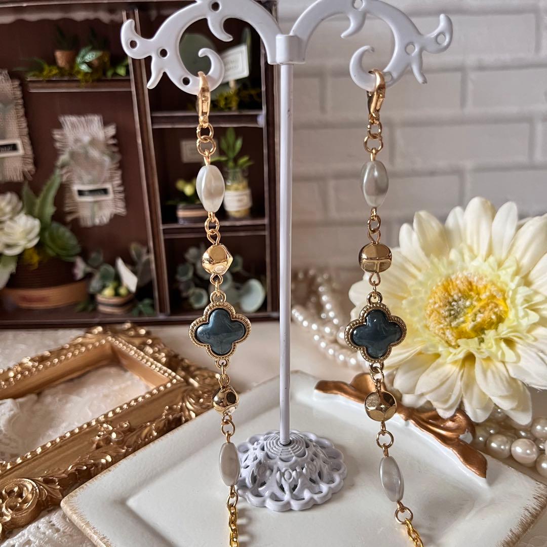 ♪ ❤️ クローバー　ビーズ　マスクチェーン　メガネチェーン　ハンドメイド