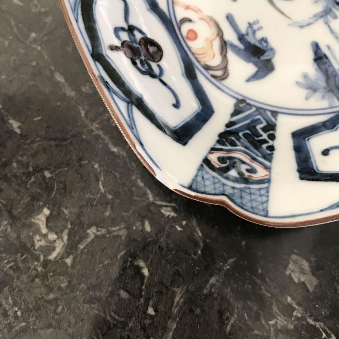 山本長佐　染色桃花花鳥文皿揃