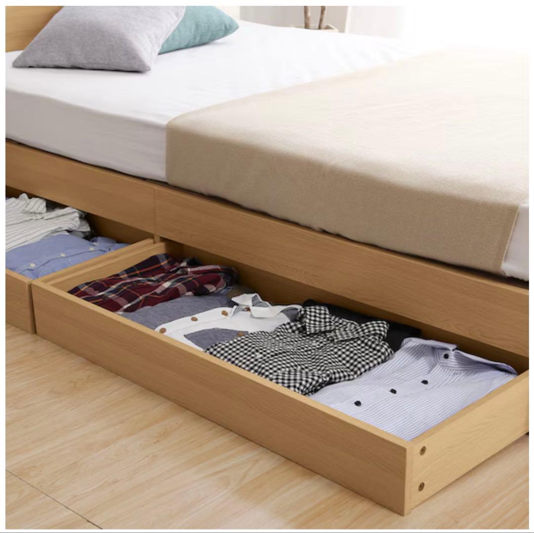 【おかめ】【美品】ニトリ ダブルベッドフレーム 収納付き