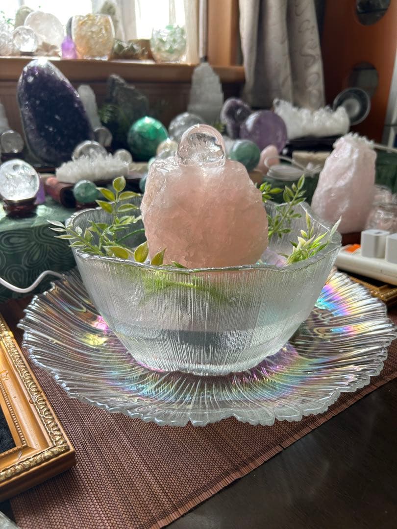 ✨破格✨絶品‼️ローズクオーツ☆噴水☆天然石☆ファウンテン☆秘蔵品☆1253g