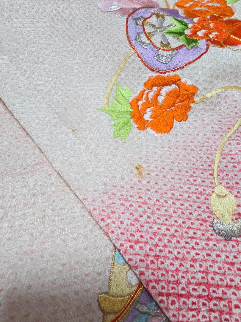 七五三　7歳　 正絹　総絞り　着物　セット　女の子 c98