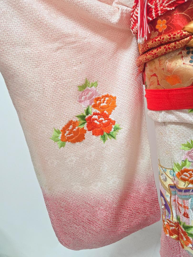 七五三　7歳　 正絹　総絞り　着物　セット　女の子 c98