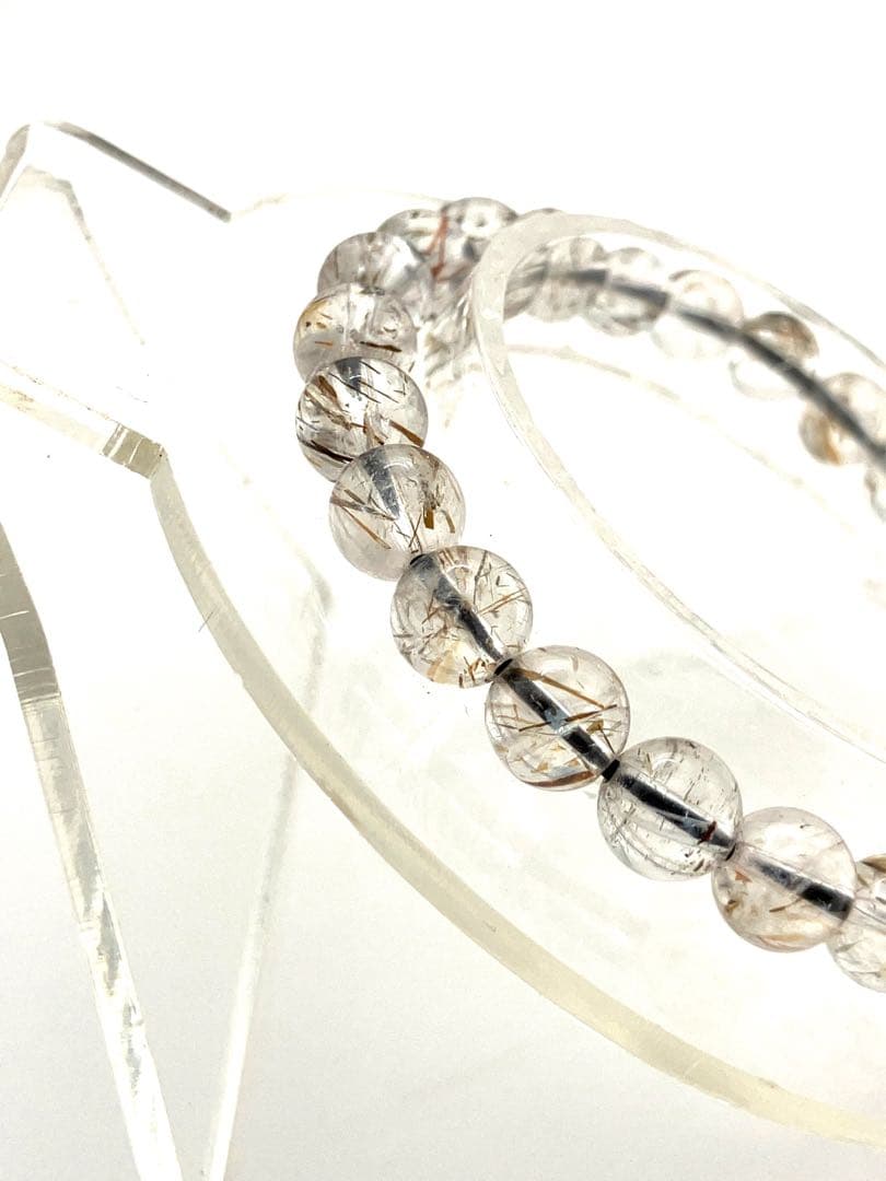 フォリエーテッドマイカインクォーツ✨天然石の腕輪お守り【天赦日ご祈祷】白蛇AB