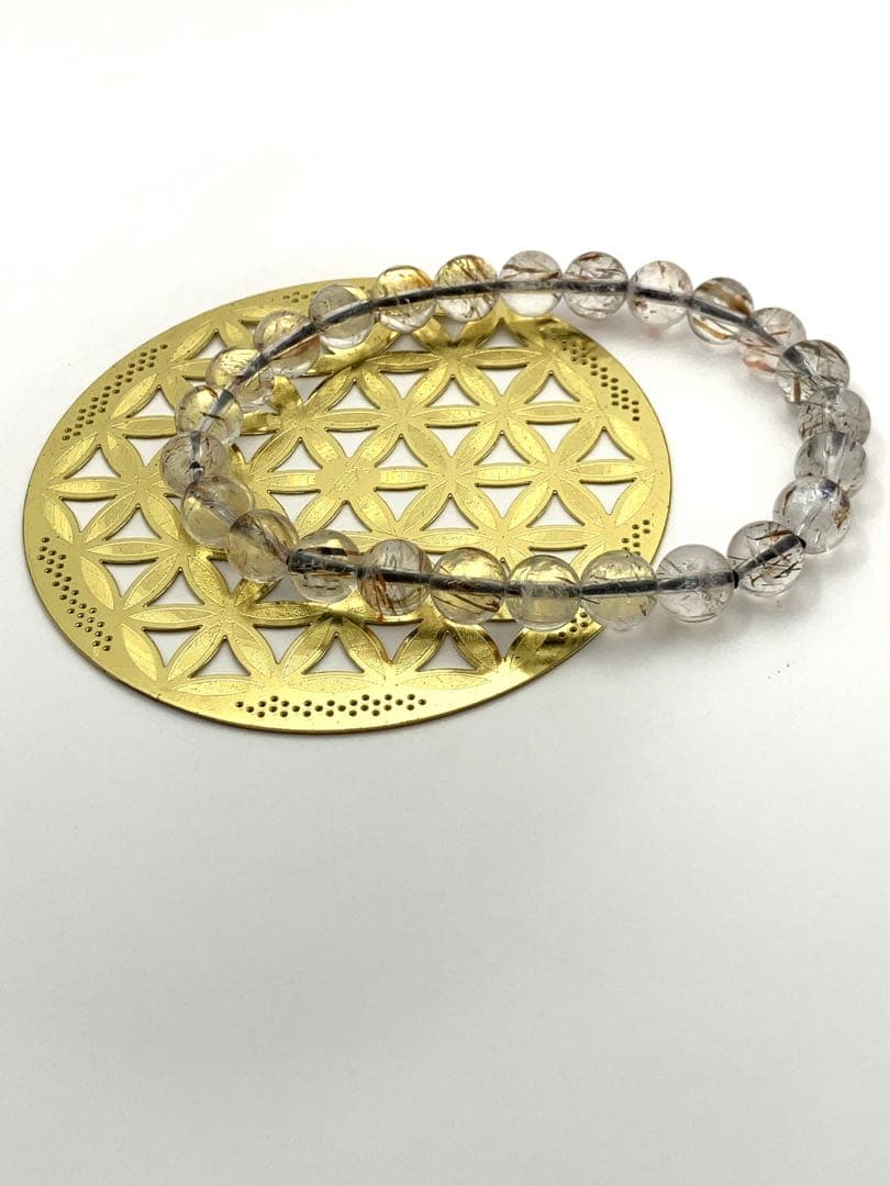 フォリエーテッドマイカインクォーツ✨天然石の腕輪お守り【天赦日ご祈祷】白蛇AB