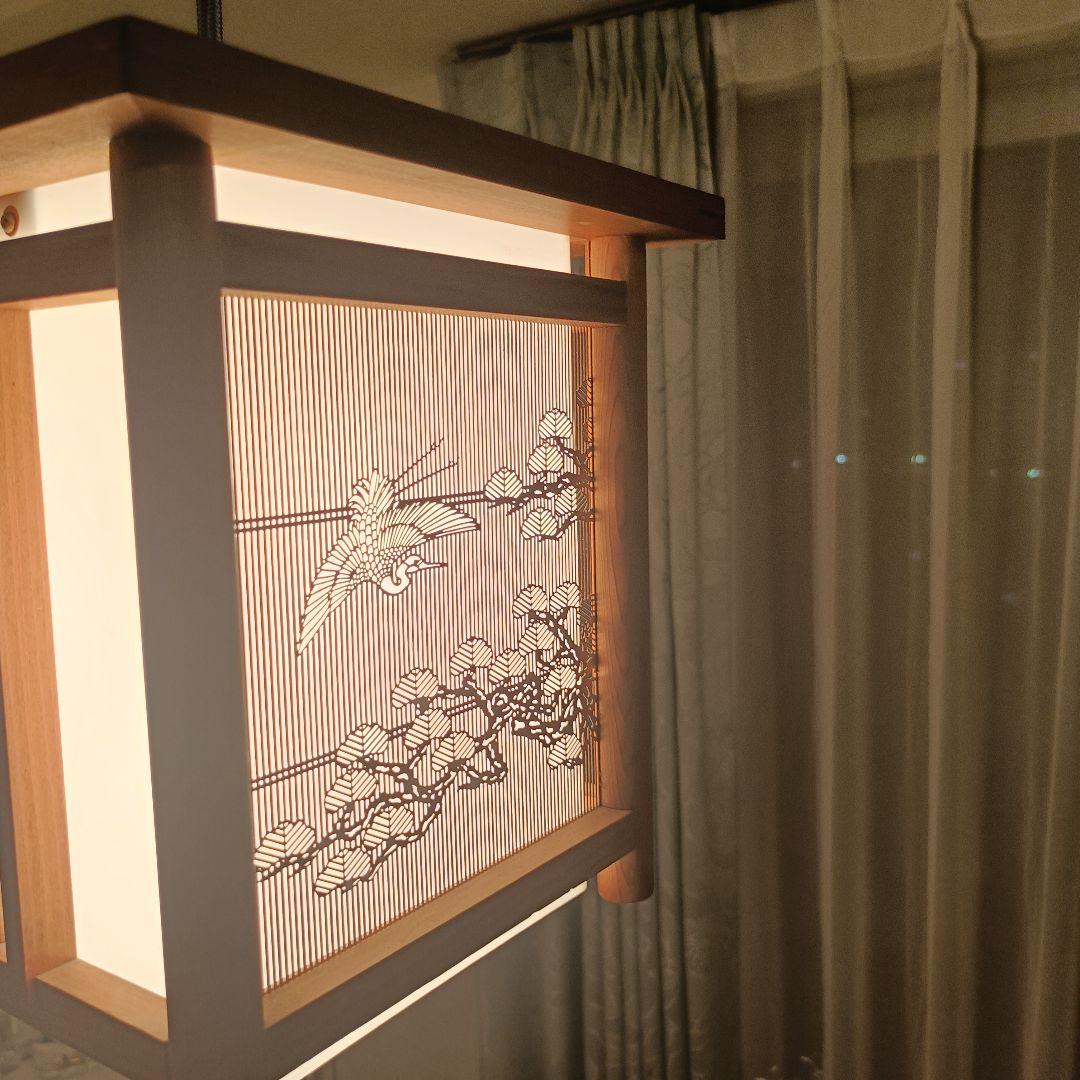 昭和レトロ 和 吊り下げ照明 格子細工 小泉産業 ヒカリ 天井照明 和室