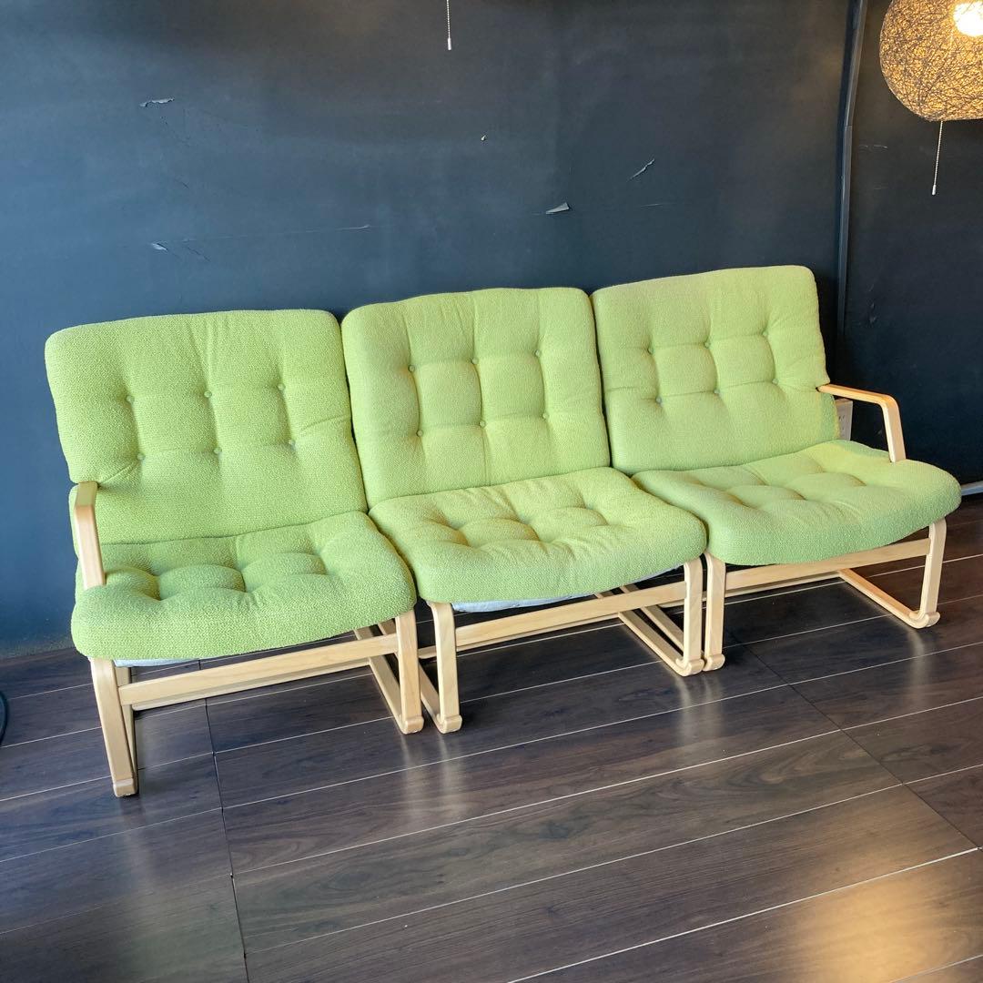 ②【送料込み】天童木工　マットソン　イージーチェア ブルーノ　3人　ソファー