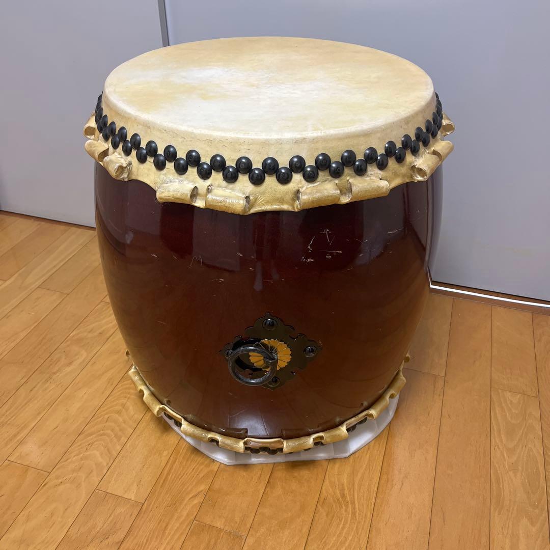 和太鼓　長胴太鼓　耳付　1尺6寸 花梨くりぬき　諏訪工芸