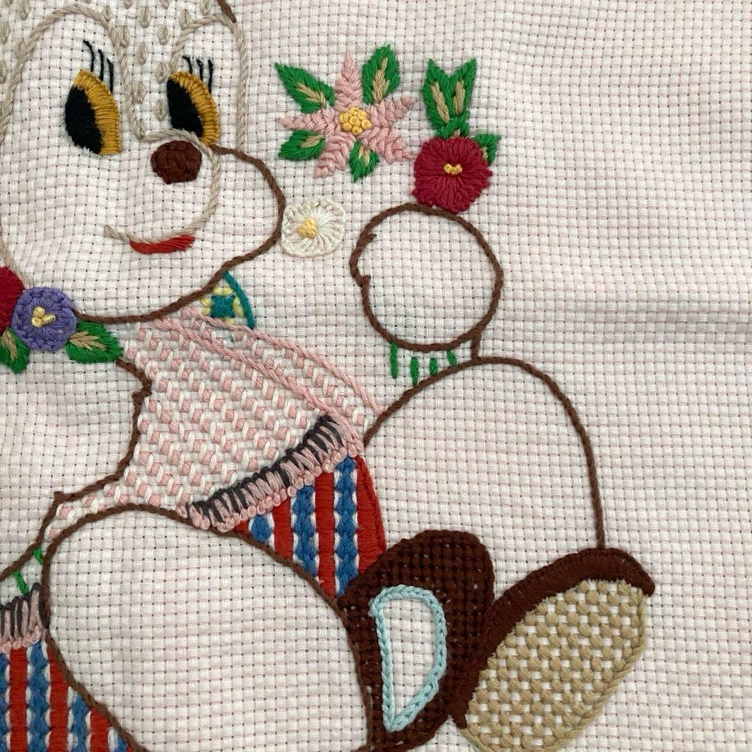 クッションカバー　2枚　手刺しゅう　昭和　レトロ　デザイン　ピンク　戸塚刺繍