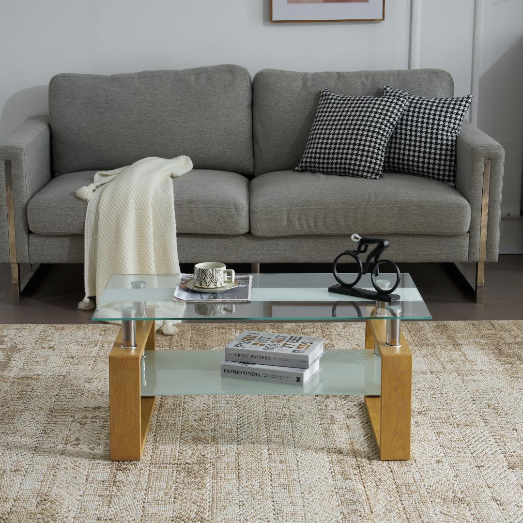 ローテーブル コーヒーテーブル 幅87.5x奥47.5x高さ39.5cm 収納棚