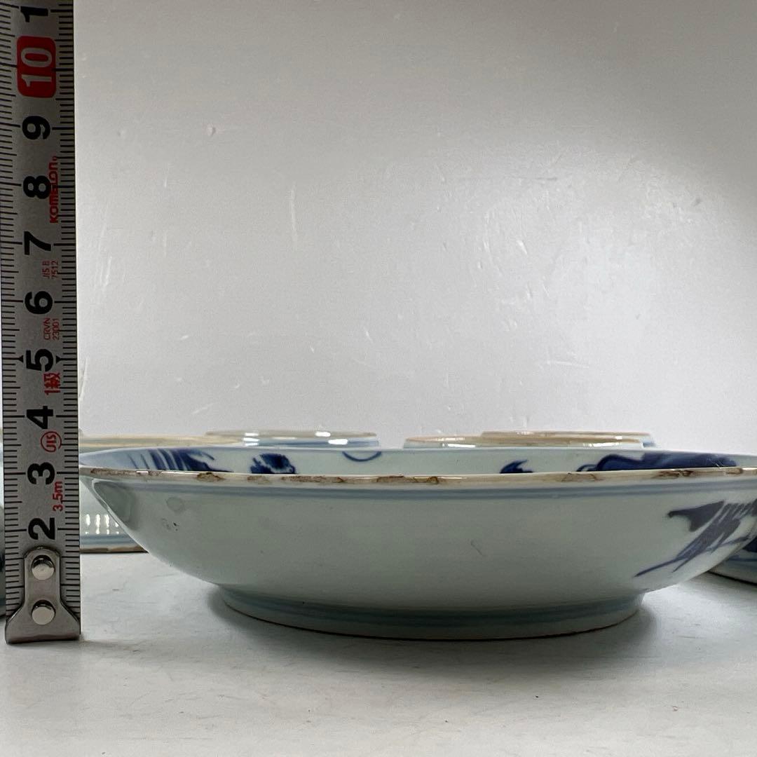 中国明末清朝期 古染付人物画中皿19枚 木箱 約16.5㎝東Y7-0723⭐︎2F