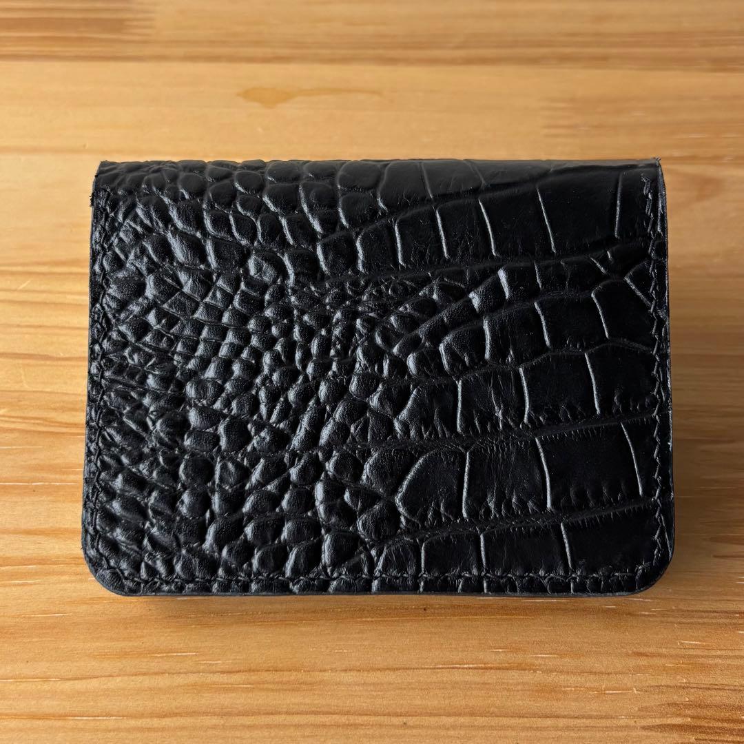 【ブラック&クロコダイル】ショートトラッカーウォレット イタリアンレザー 本革2