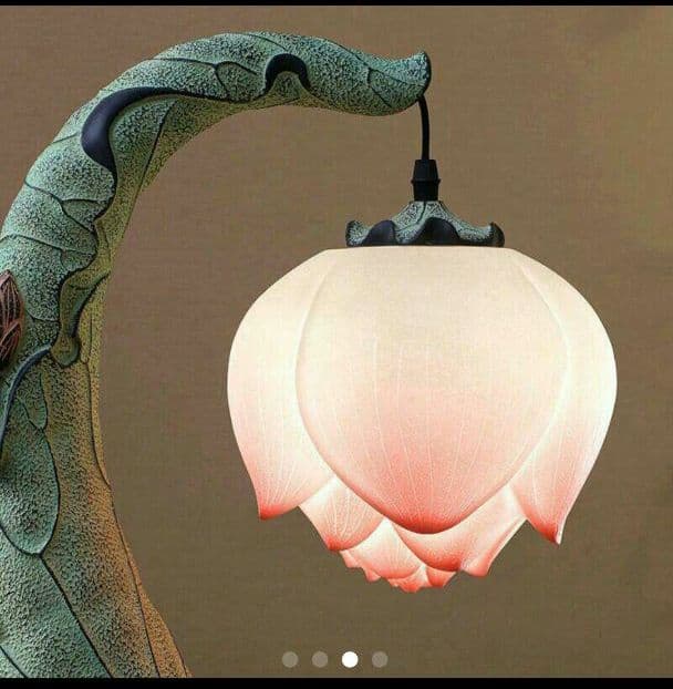 中華風電気スタンド リビングルーム寝室ベッドサイドランプ ロータス光