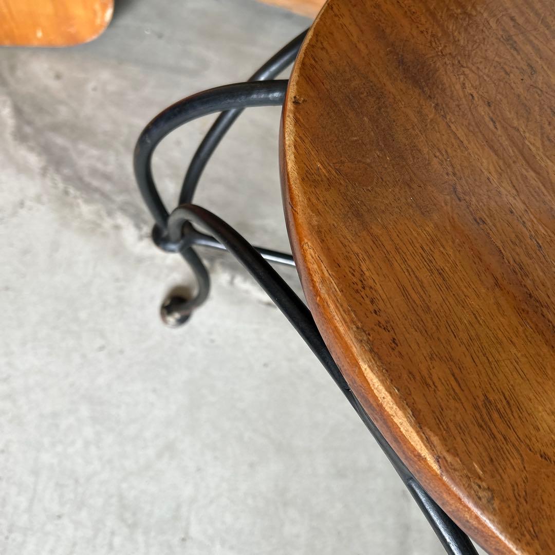 ヴィンテージ インダストリアル アイアン ウッド スツール チェアー 椅子 A