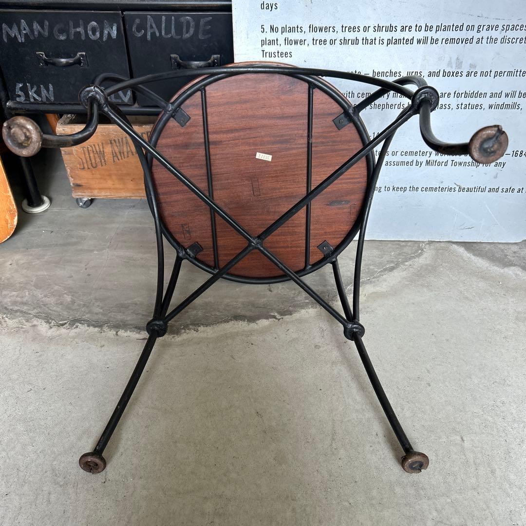 ヴィンテージ インダストリアル アイアン ウッド スツール チェアー 椅子 A