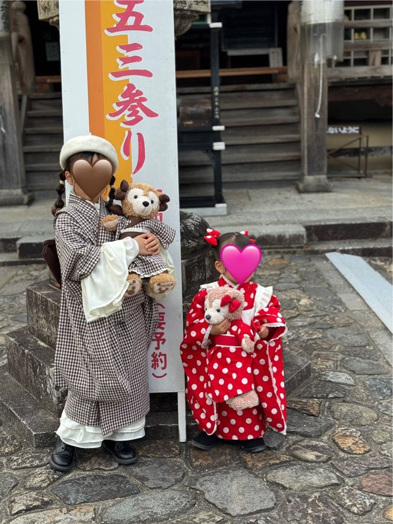 再販　七五三 3歳着物　ミニーちゃん風赤と白の水玉模様　ハンドメイド