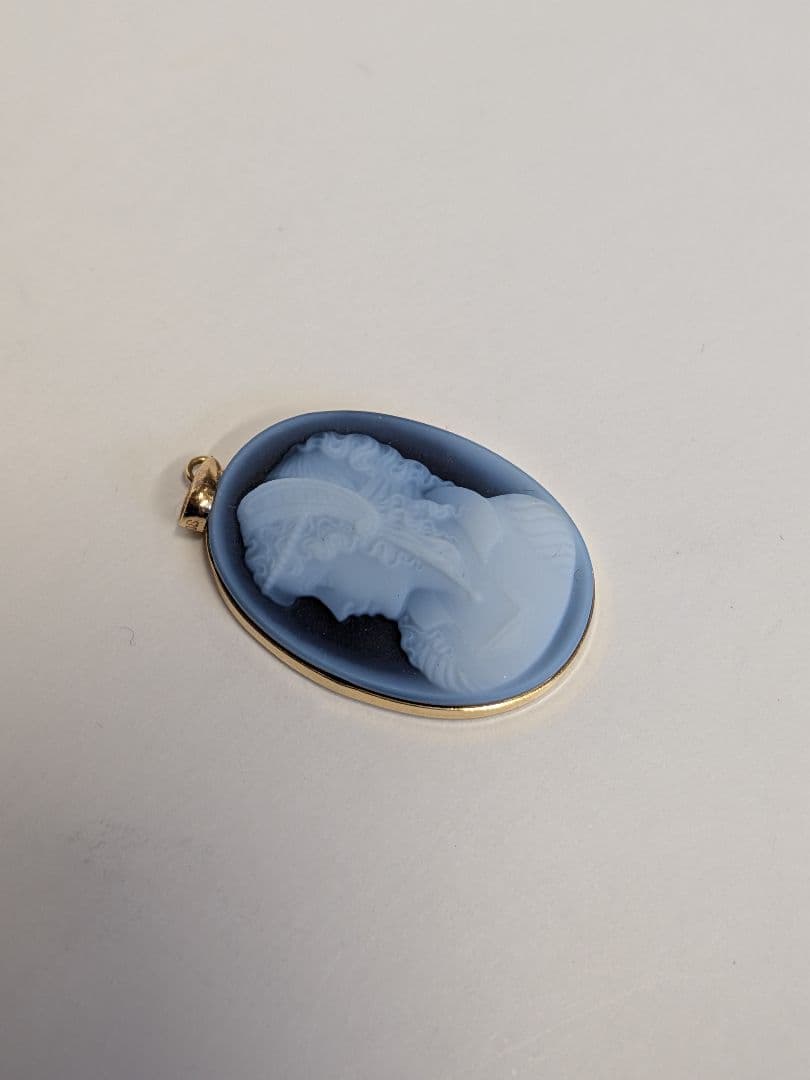 K18カメオ オニキス ネックレストップ