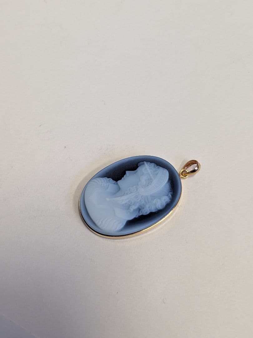 K18カメオ オニキス ネックレストップ