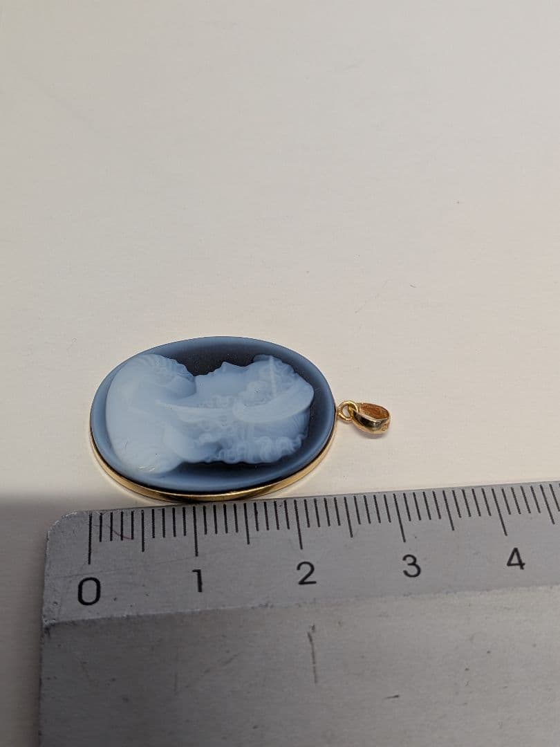 K18カメオ オニキス ネックレストップ