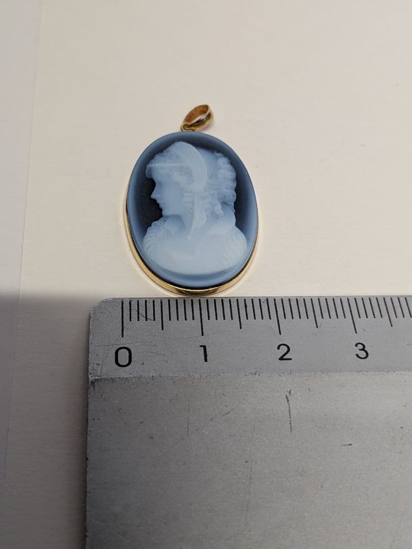 K18カメオ オニキス ネックレストップ