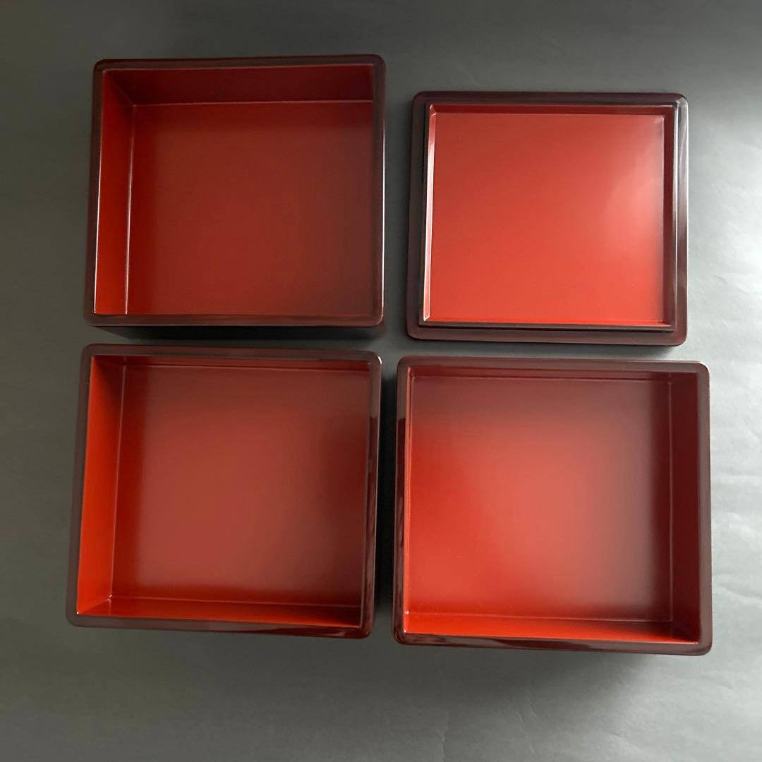 内朱外溜漆塗り三段重箱　輪島塗り