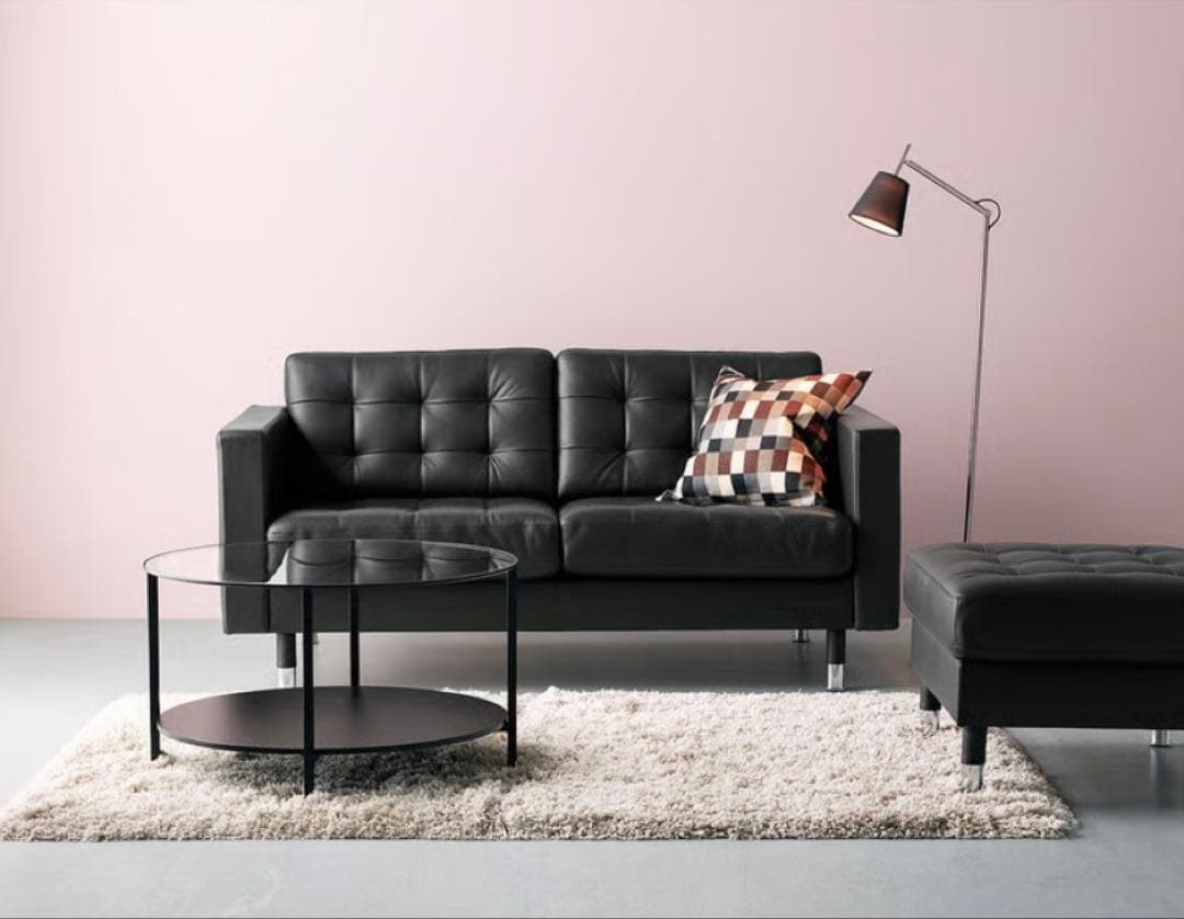 IKEA LANDSKRONA ブラック 2人掛けソファ