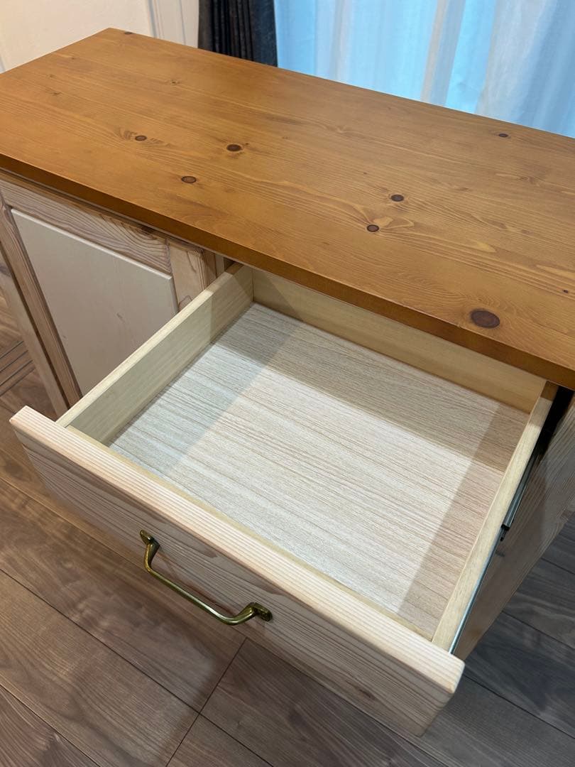 カウンター　ワゴン　ホワイト　シナモ