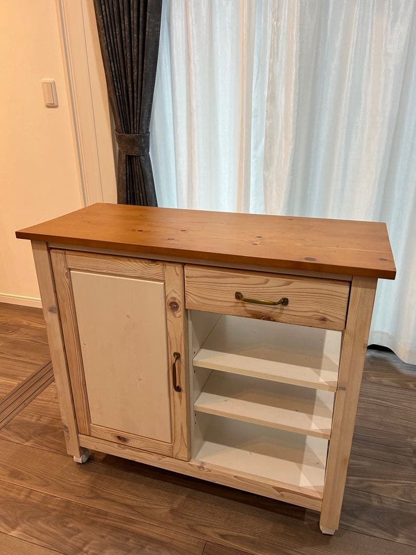 カウンター　ワゴン　ホワイト　シナモ