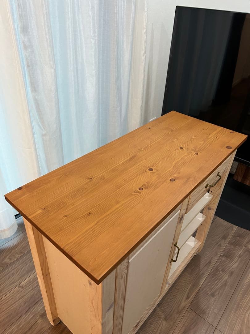 カウンター　ワゴン　ホワイト　シナモ