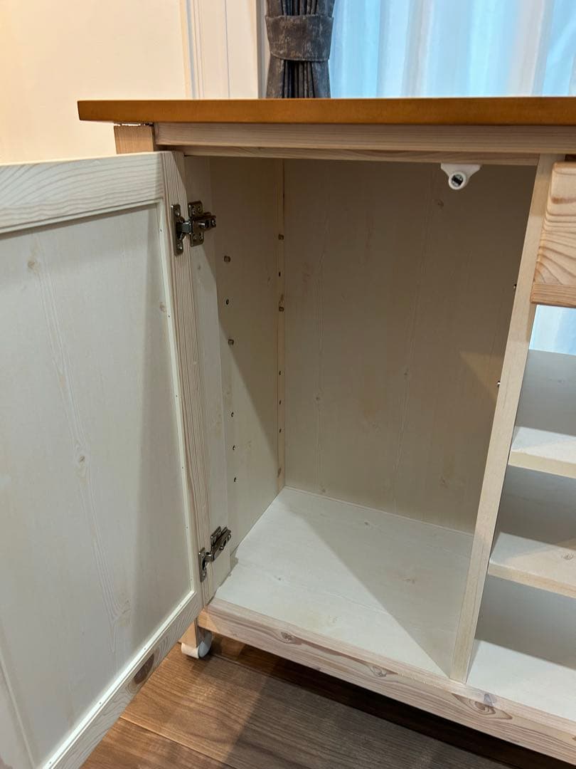 カウンター　ワゴン　ホワイト　シナモ