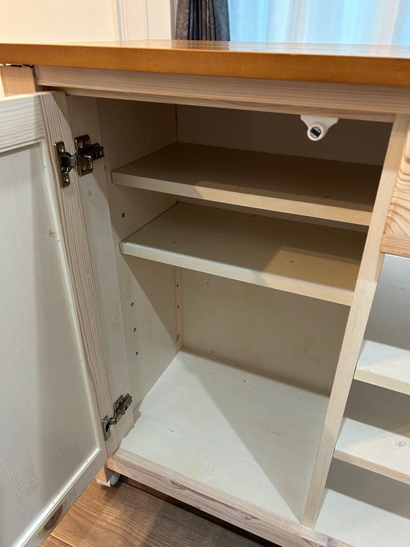 カウンター　ワゴン　ホワイト　シナモ