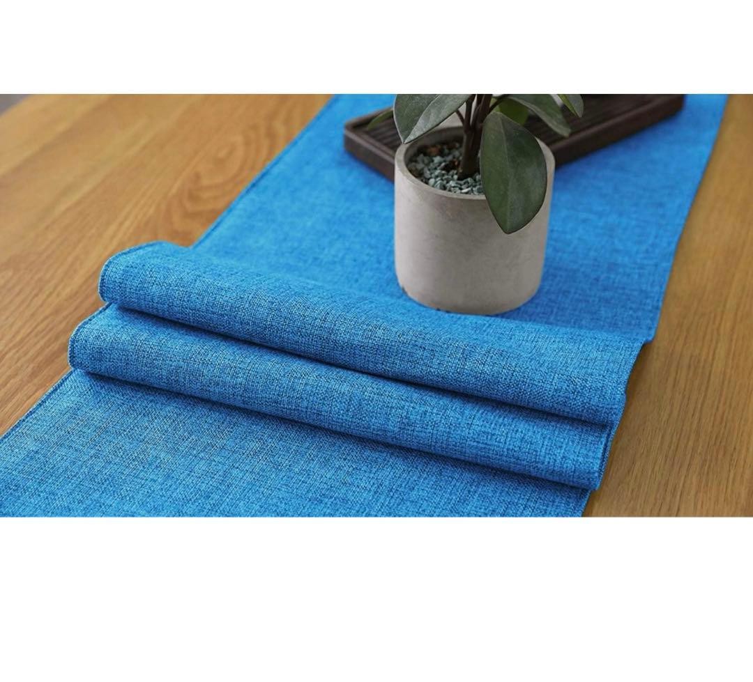 Khooti 両面ウォッシャブルポリジュートテーブルランナー 耐熱