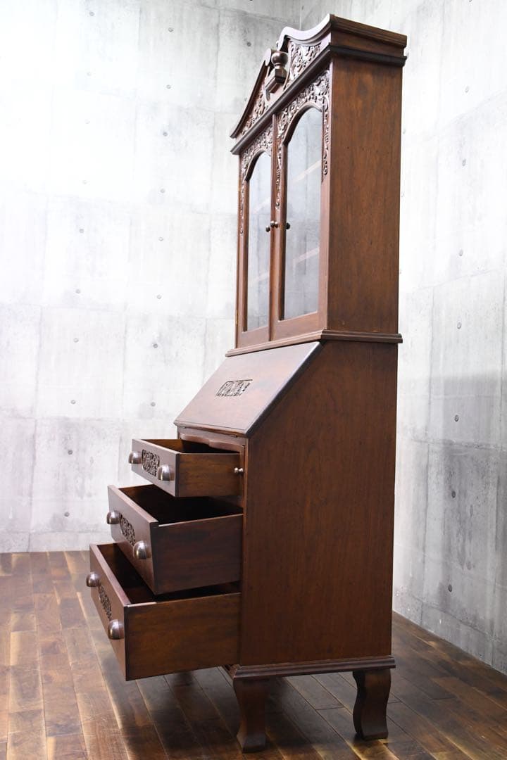 EEK99 神戸洋家具 コロニーハウス レリーフ ライティングビューロー 書斎机