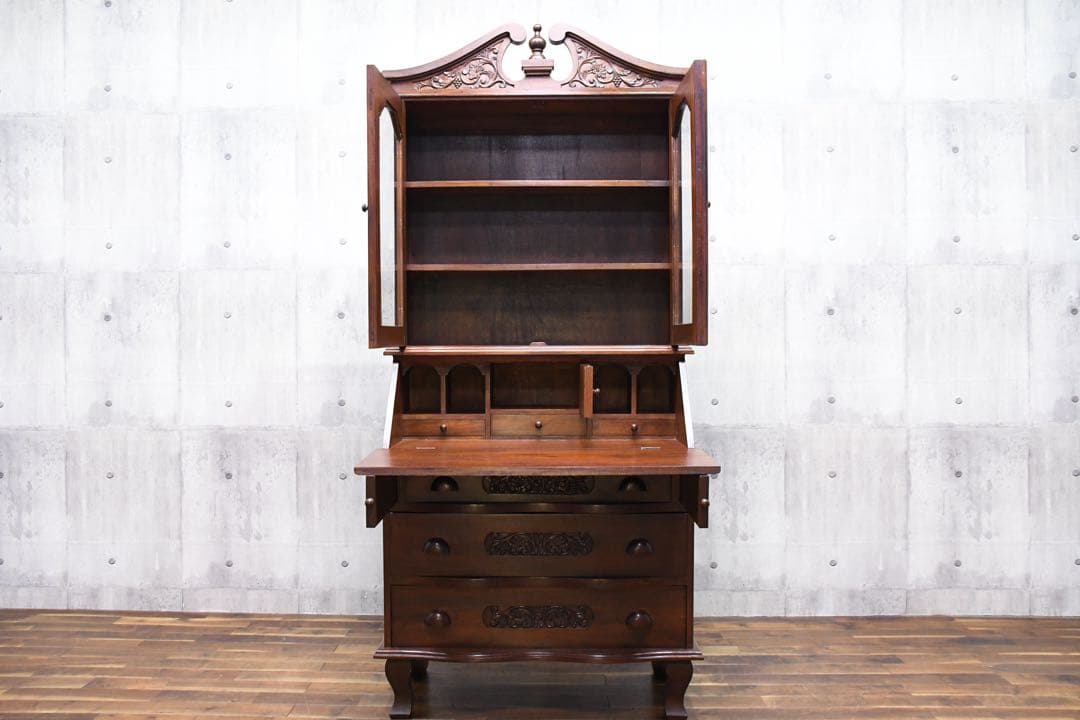 EEK99 神戸洋家具 コロニーハウス レリーフ ライティングビューロー 書斎机