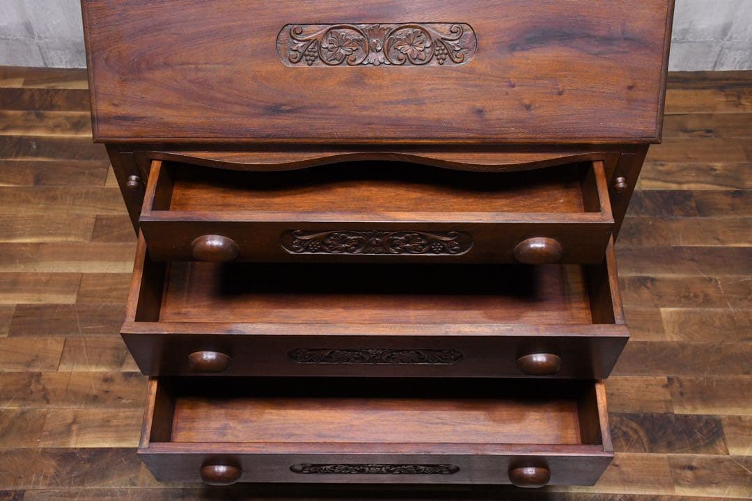 EEK99 神戸洋家具 コロニーハウス レリーフ ライティングビューロー 書斎机