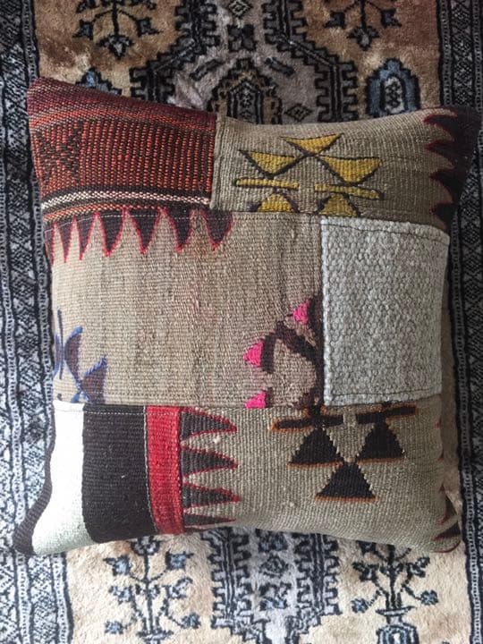 ビンテージラグ　トルコラグ　オールドキリム　クッションカバー　パッチワーク♯13