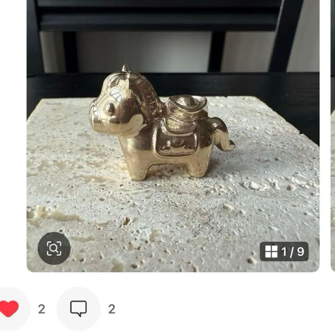 【MHUSK】天然石グリーンストロベリークォーツの馬　NO.120902