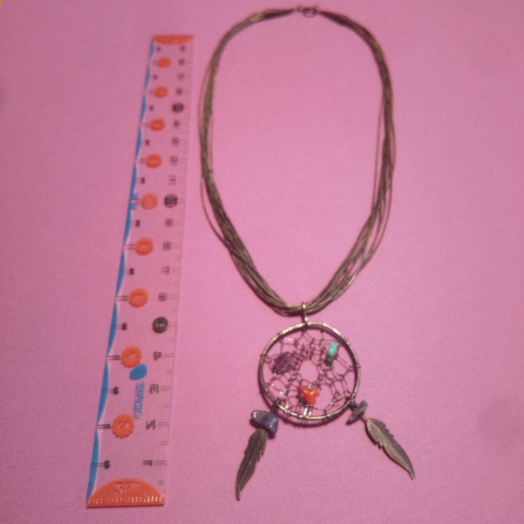 ドリームキャッチャー シルバーネックレス 天然石付き