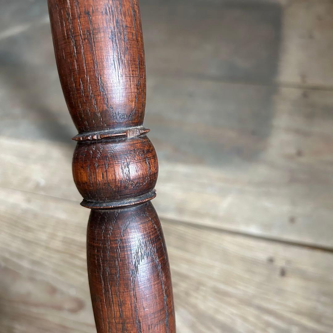 フランスアンティーク 木製 三本脚 スツール ダークブラウン　②