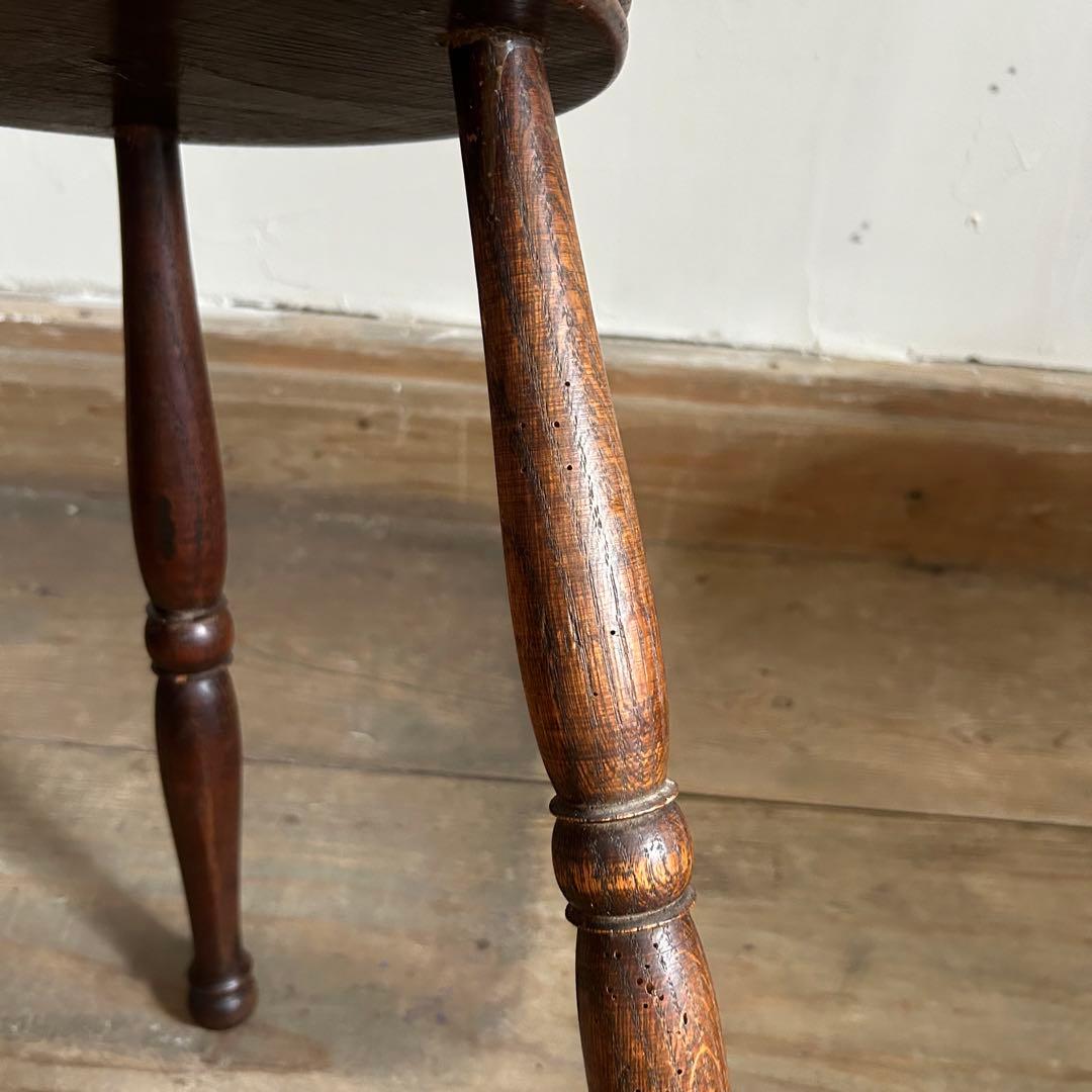 フランスアンティーク 木製 三本脚 スツール ダークブラウン　②